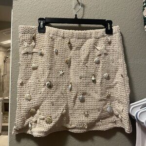 Bloomingdales Aqua x White Lotus Treasure Crochet Mini Skirt